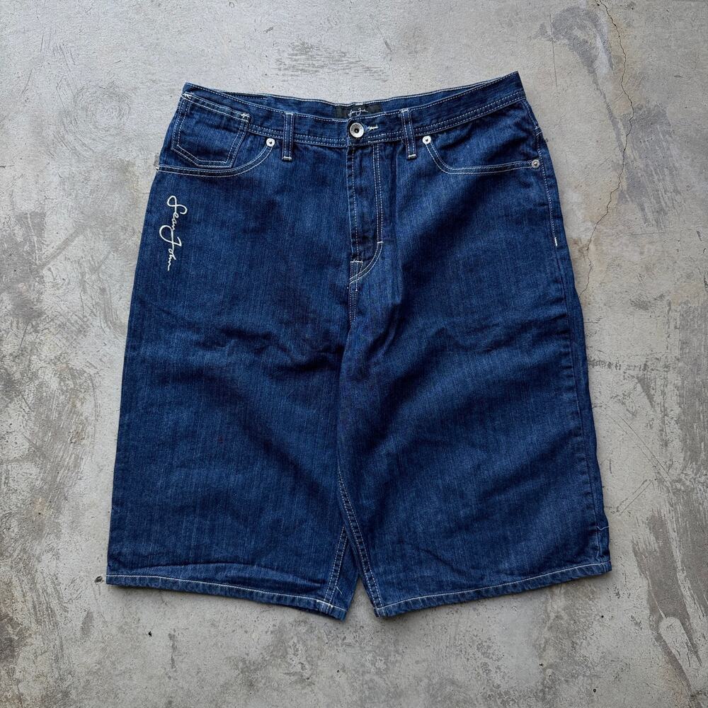 Y2K Sean John Denim Jorts Men’s 36 Dark Wash Baggy Streetwear
